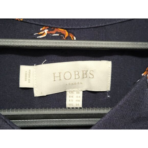 Hobbs London Lainey Shirt Dress Navy Blue Fox Print - Picture 11 of 15